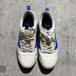 Vans Men's White and Royal Blue Sneakers